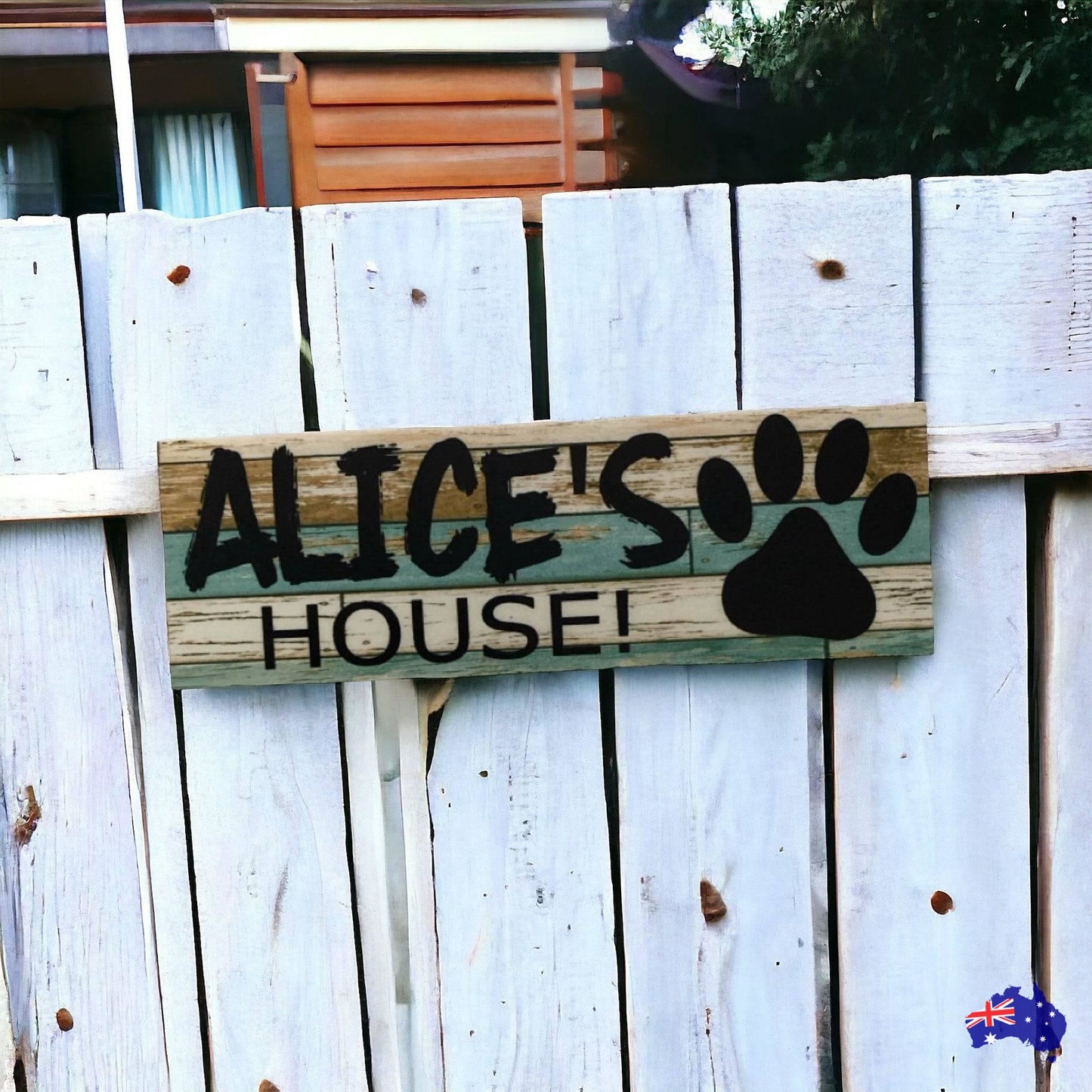 Dog Kennel House Custom Personalised Blue Pets Name Sign - The Renmy Store Homewares & Gifts 