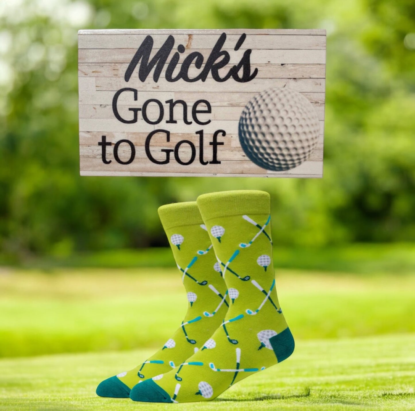 Golf Socks Personalised Gone To Golf Sign Gift