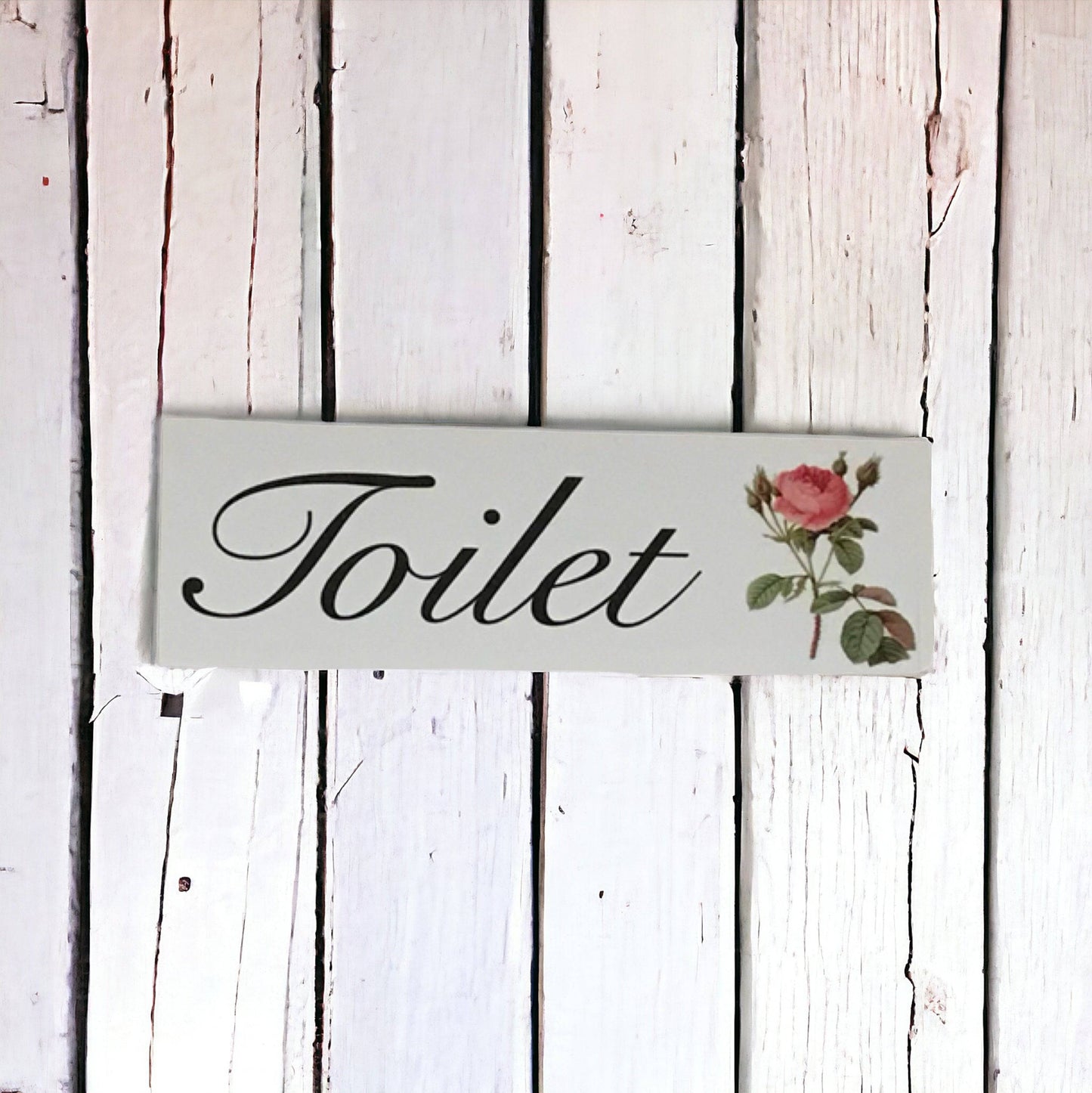 Pink Vintage Rose Toilet Laundry Bathroom Sign - The Renmy Store Homewares & Gifts 