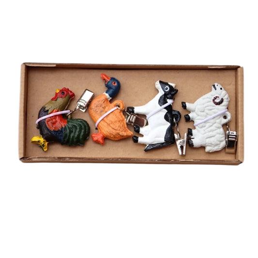 Tablecloth Weight Set Of 4 Heavy Cast Iron Rooster Duck Cow Sheep
