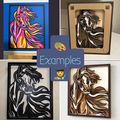 Horse 3D Layered Country Art Wood MDF Laser Cut