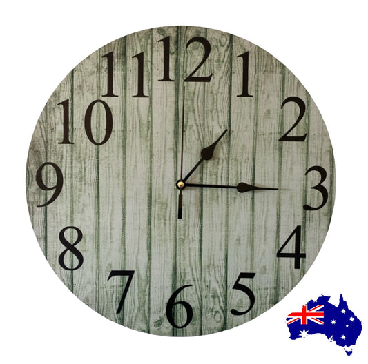 Clock Wall Rustic Sage Mint Green Aussie Made - The Renmy Store Homewares & Gifts 