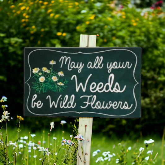 May All Your Weeds Be Wild Flowers Vintage Garden Sign - The Renmy Store Homewares & Gifts 