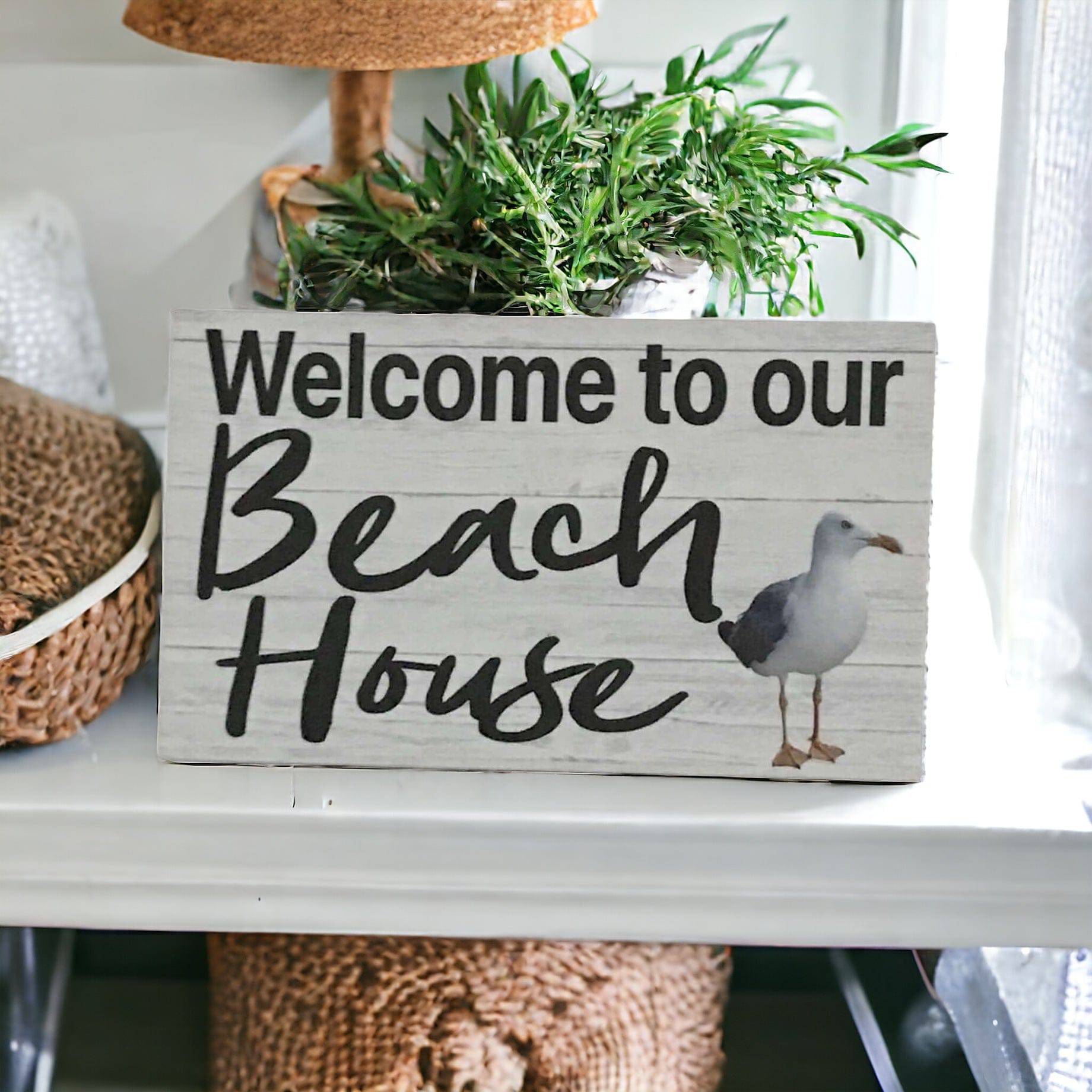 Welcome Beach House Seagull Sign - The Renmy Store Homewares & Gifts 