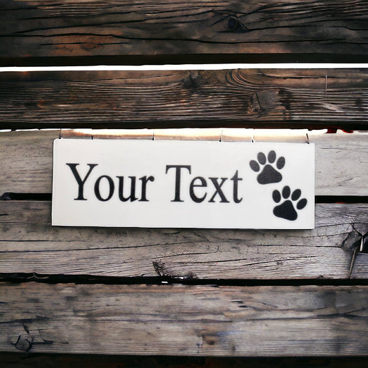 Paw White Pet Cat Dog Personalised Custom Sign - The Renmy Store Homewares & Gifts 