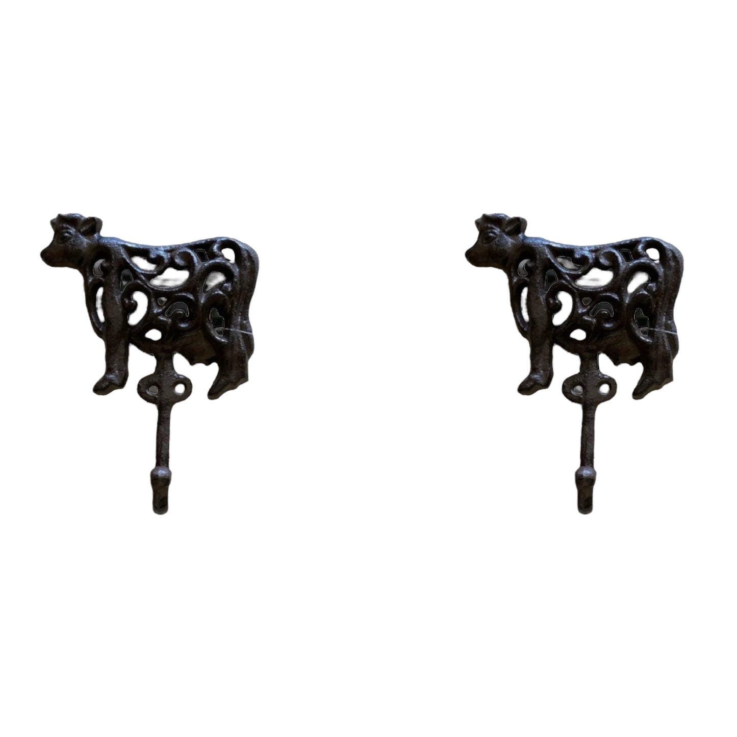 Cow Cast Iron Rustic Hook | Set of 2 or 3 Farmhouse Wall Hooks 10cm x 16.5cm