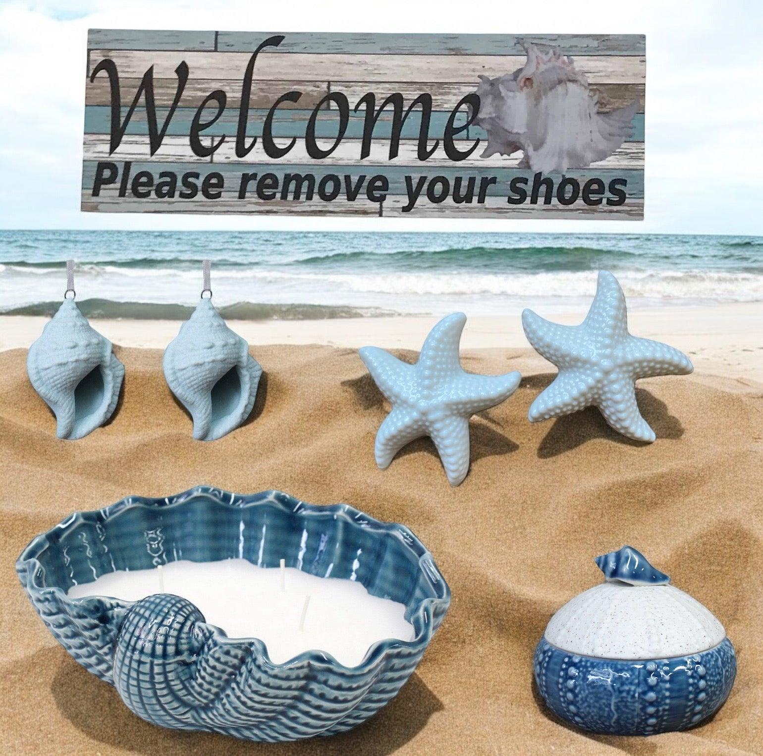 Shell Candle Dish Starfish Welcome Shoe Sign Gift Set - The Renmy Store Homewares & Gifts 