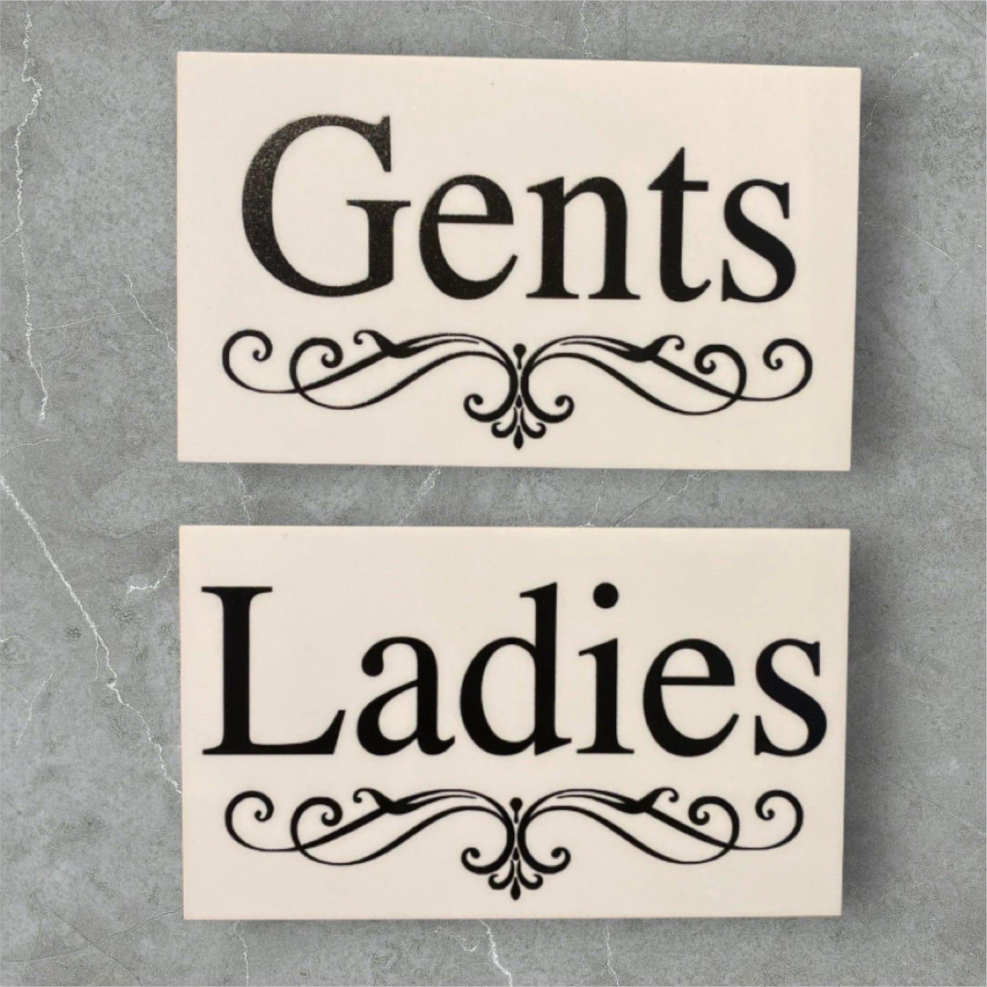 Toilet Door Ladies Gents White Elegance Sign - The Renmy Store Homewares & Gifts 