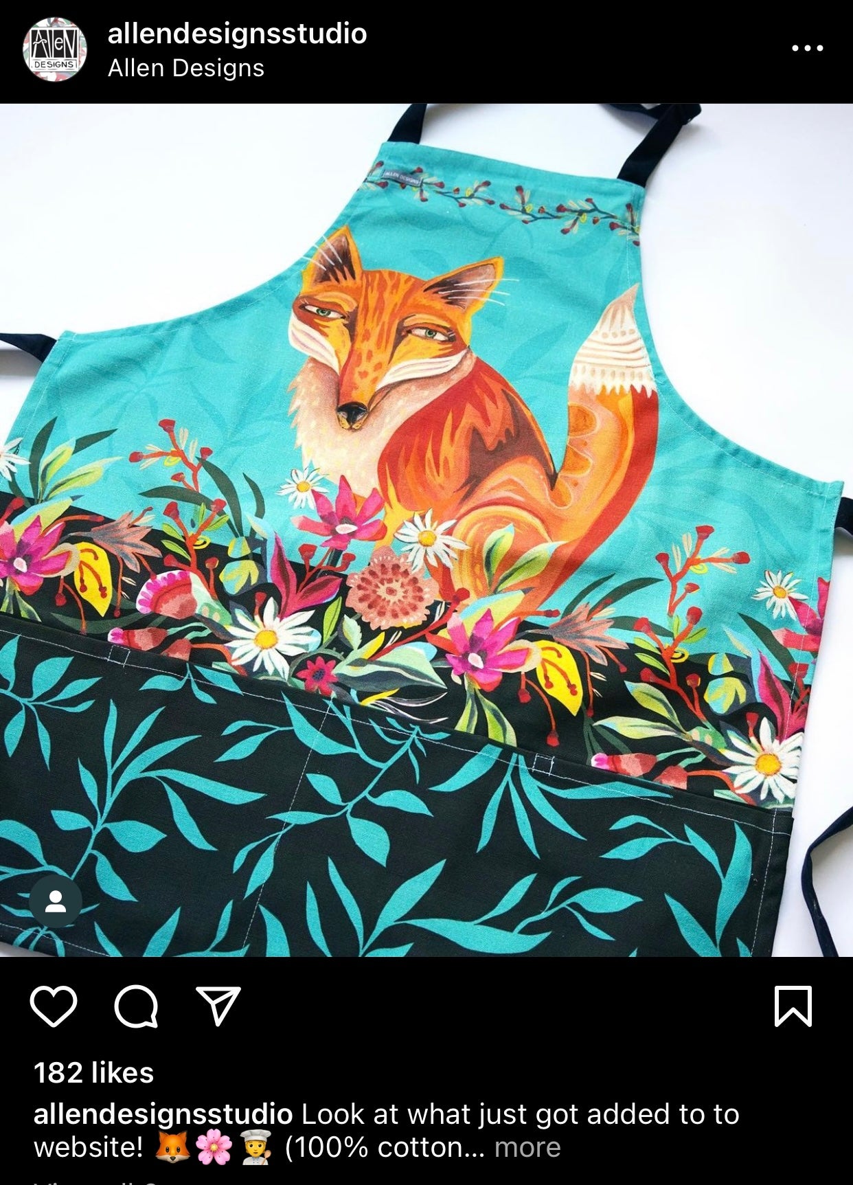 Apron Fox Funky Kitchen Cotton - The Renmy Store Homewares & Gifts 
