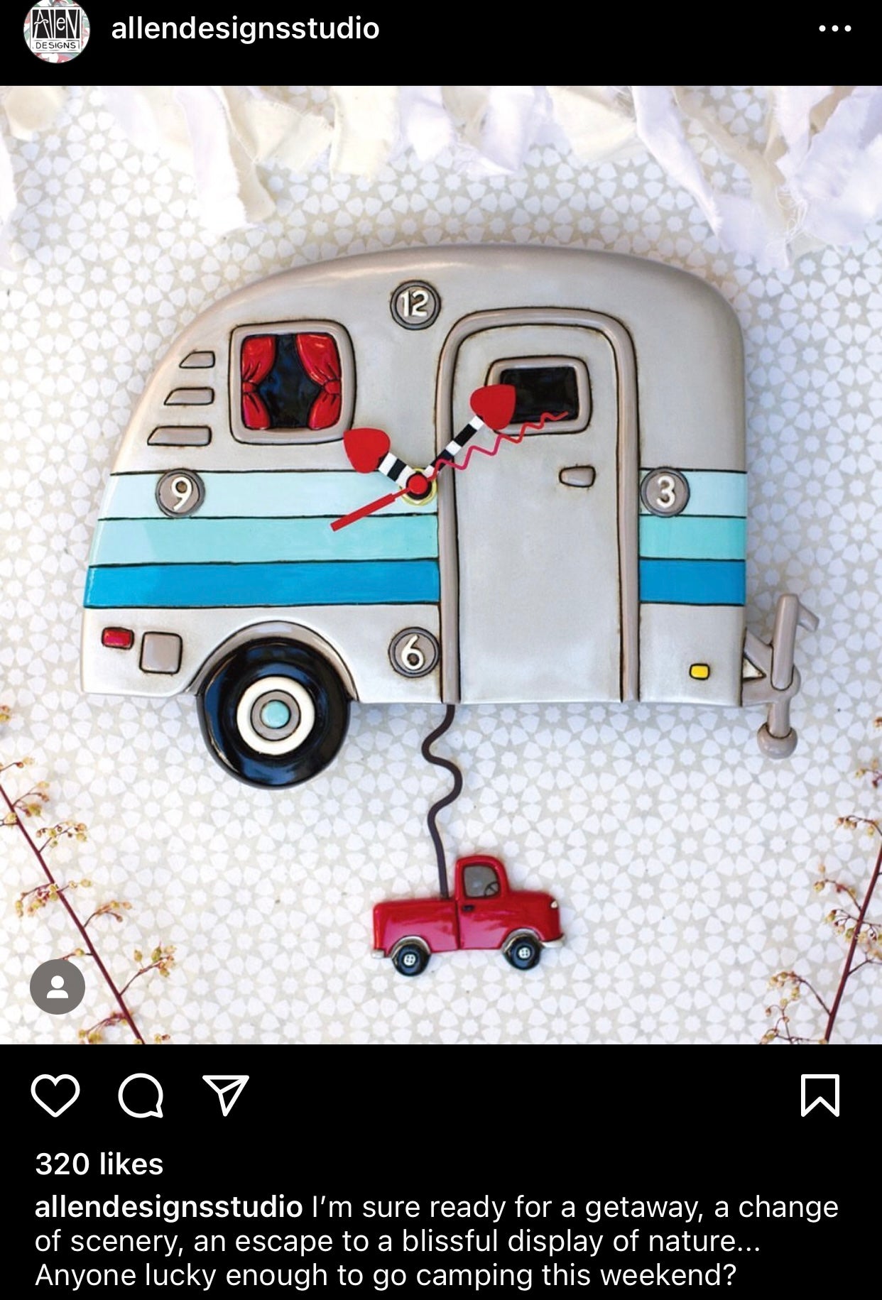 Clock Wall Happy Camper Caravan Funky Retro - The Renmy Store Homewares & Gifts 