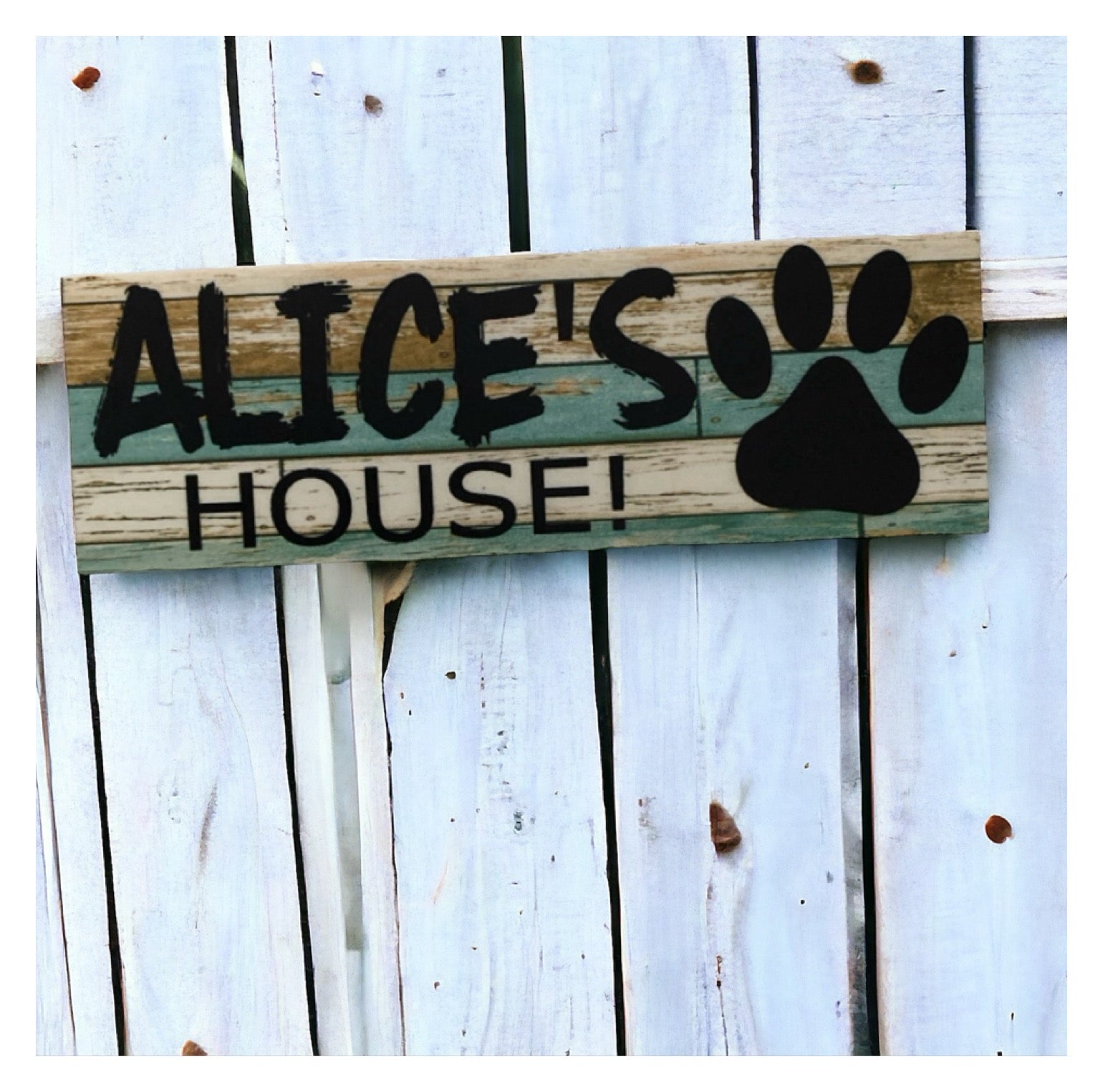 Dog Kennel House Custom Personalised Blue Pets Name Sign - The Renmy Store Homewares & Gifts 