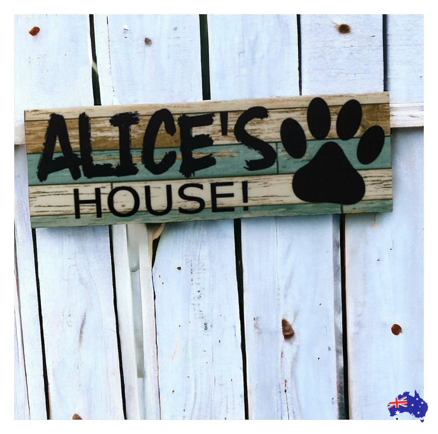 Dog Kennel House Custom Personalised Blue Pets Name Sign - The Renmy Store Homewares & Gifts 