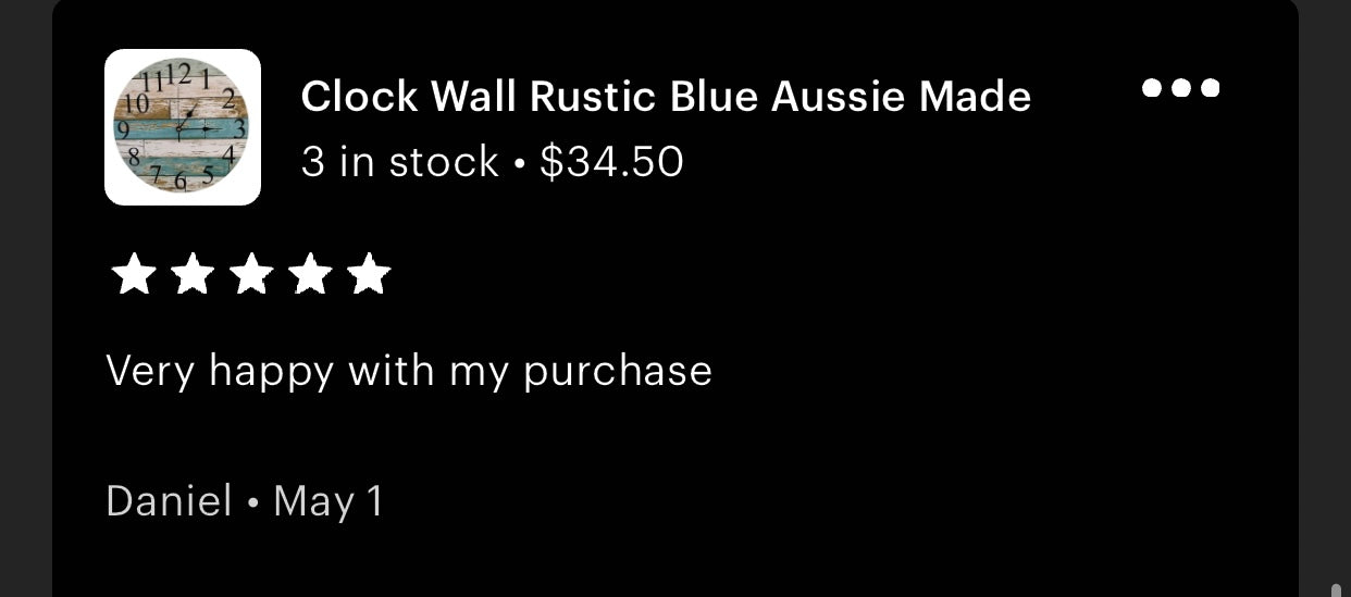 Clock Wall Rustic Blue Aussie Made - The Renmy Store Homewares & Gifts 