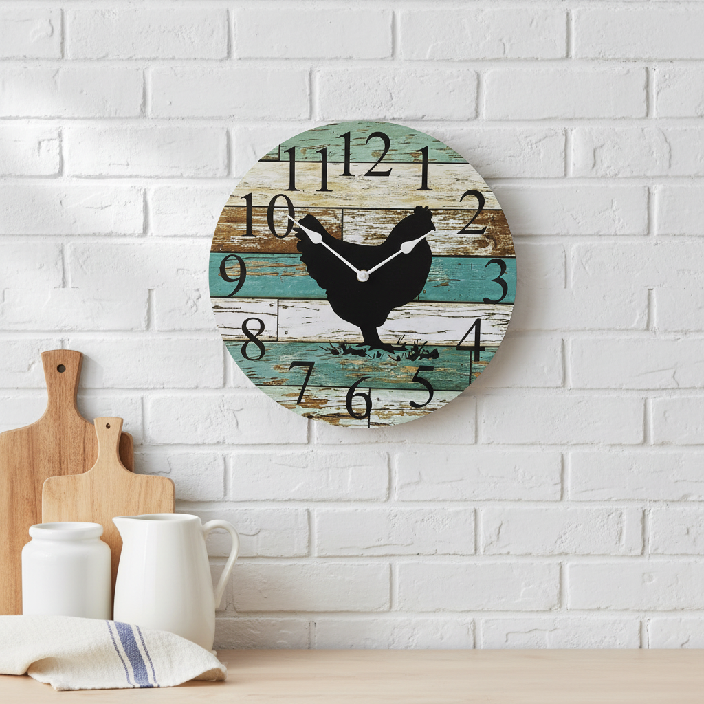 Farmhouse Chicken Wall Clock 30cm 60cm - Aussie Made