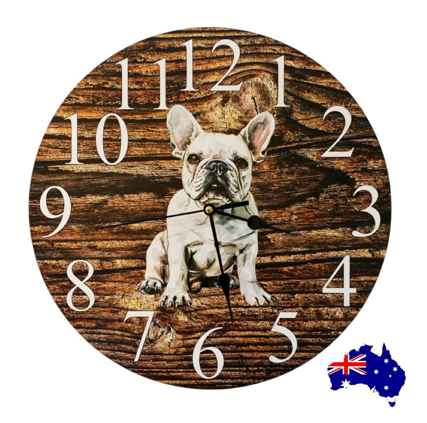 Clock Wall Dog Frenchie French Bulldog Puppy 30cm 60cm Aussie Made