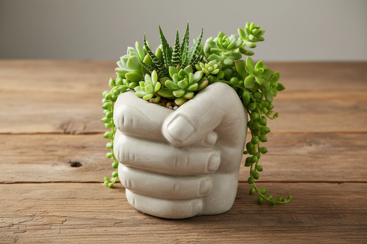 Concrete Hand Fist Planter & Pen Holder | Handmade Boho Modern Aussie Made