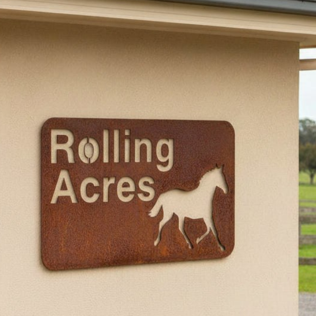 Custom Horse Property Sign Rolling Acres | Rusty Metal | Aussie – The ...