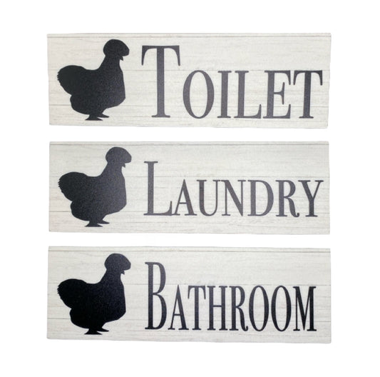 Silkie Chicken Toilet Laundry Bathroom Sign - The Renmy Store Homewares & Gifts 