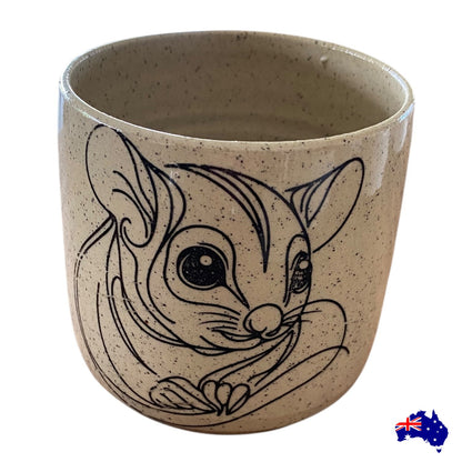 Handmade Brushtail Possum Ceramic Mug Cup | Aussie Made Wolf and Clay Wildlife Gift