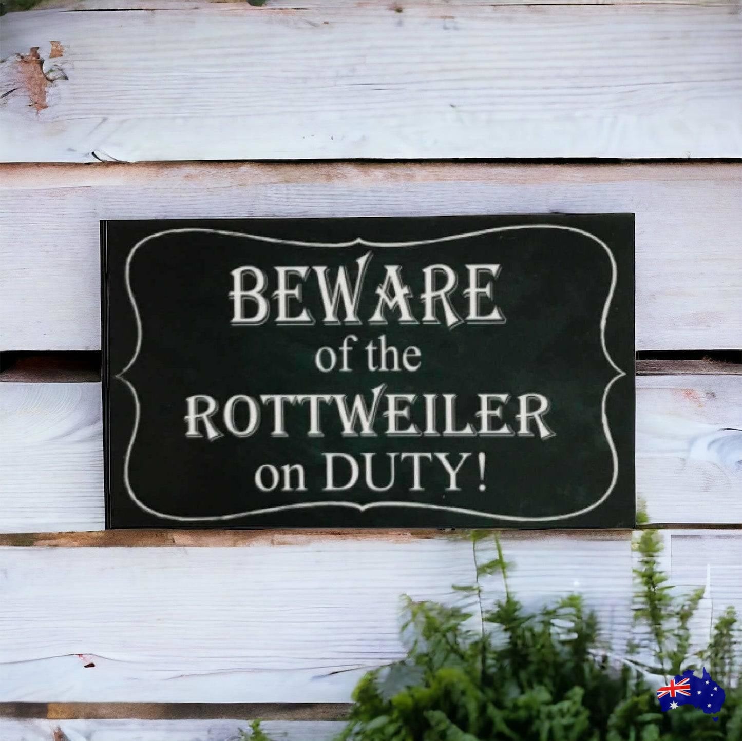 Beware Dog On Duty Personalised Custom Sign - The Renmy Store Homewares & Gifts 