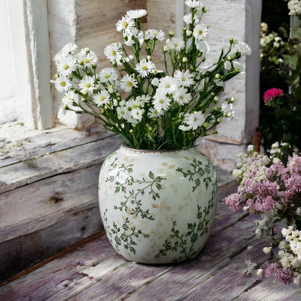 Vase Ceramic Leaf Rustic