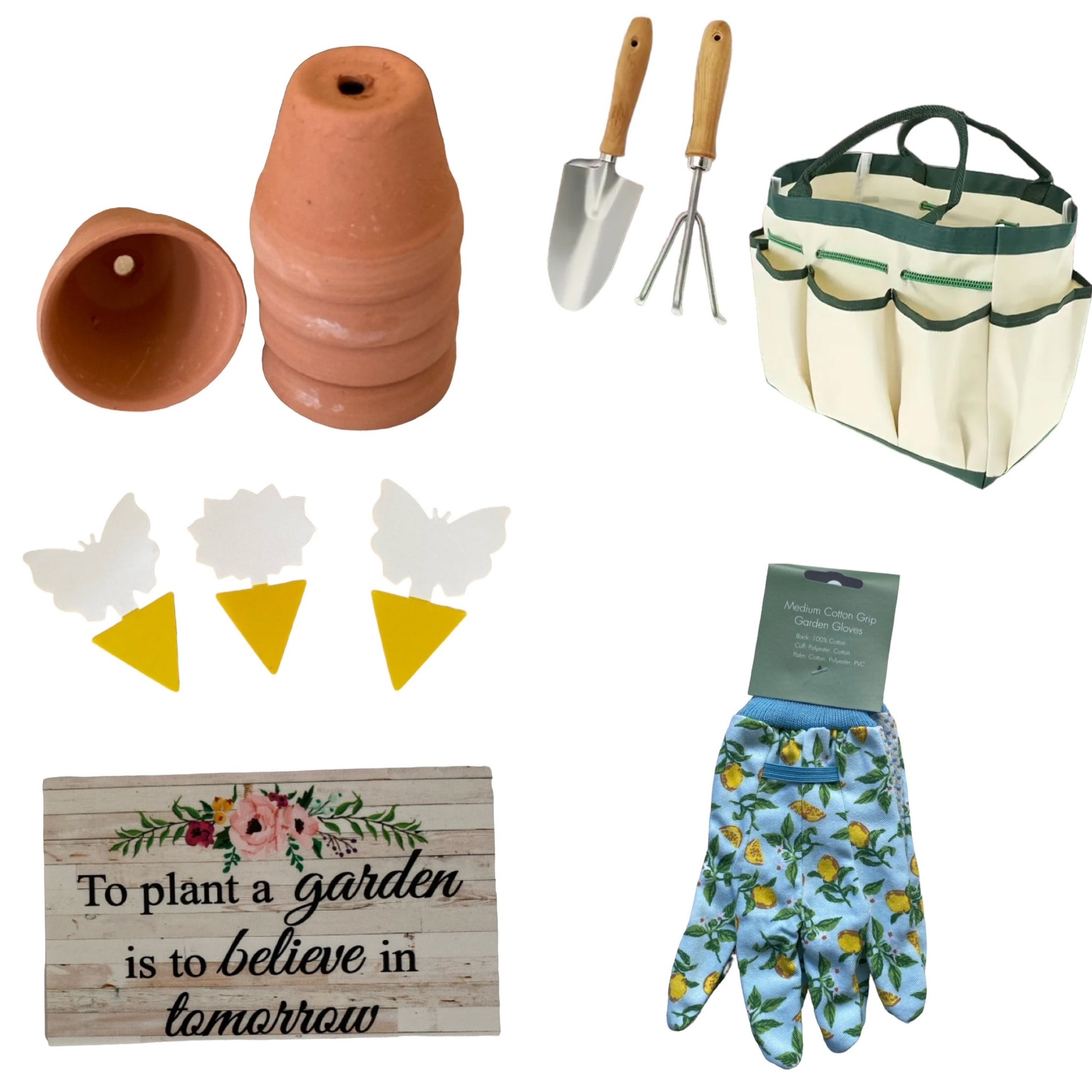 Garden Tool Bag Pot Sign Gloves Gardener Gift Lemon Set - The Renmy Store Homewares & Gifts 