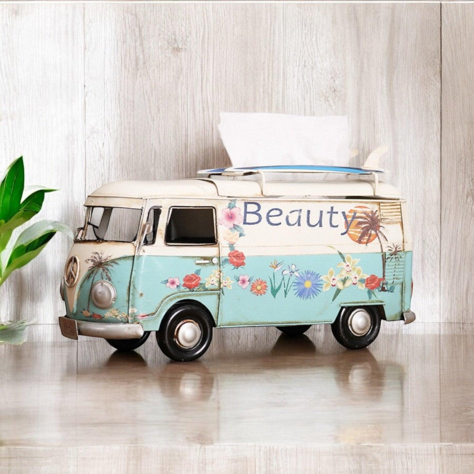 Tissue Box VW Van Coastal Beach Vibes Ornament - The Renmy Store Homewares & Gifts 