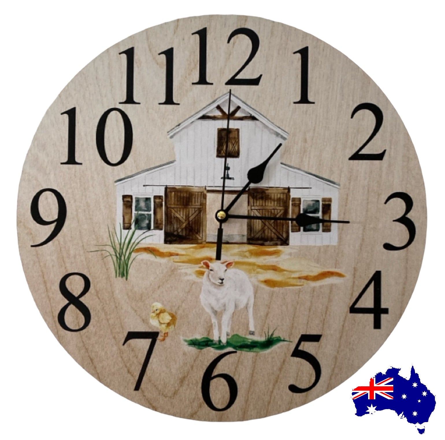 Clock Wall Sheep Chicken Barn Farm Aussie Made - The Renmy Store Homewares & Gifts 