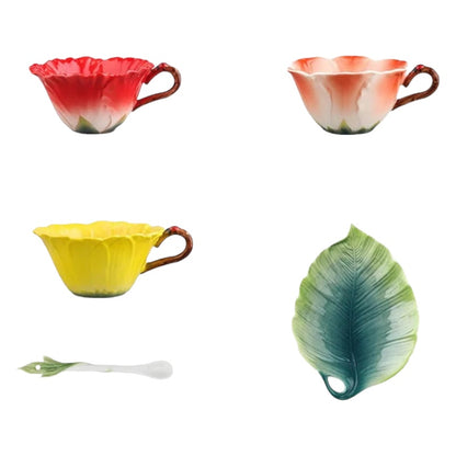 Flower Cup Leaf Saucer Spoon Sets