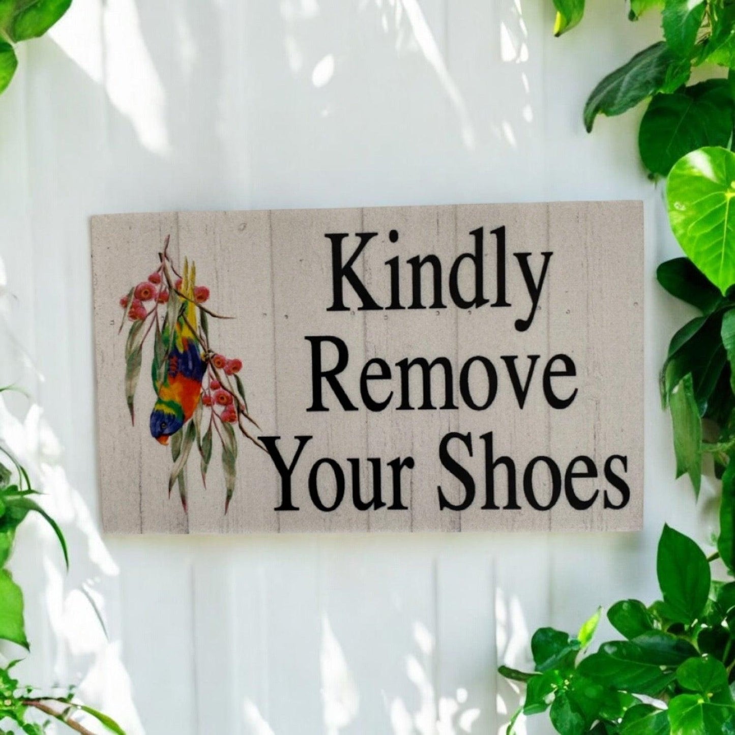 Kindly Remove Your Shoes Lorikeet Bird Sign - The Renmy Store Homewares & Gifts 