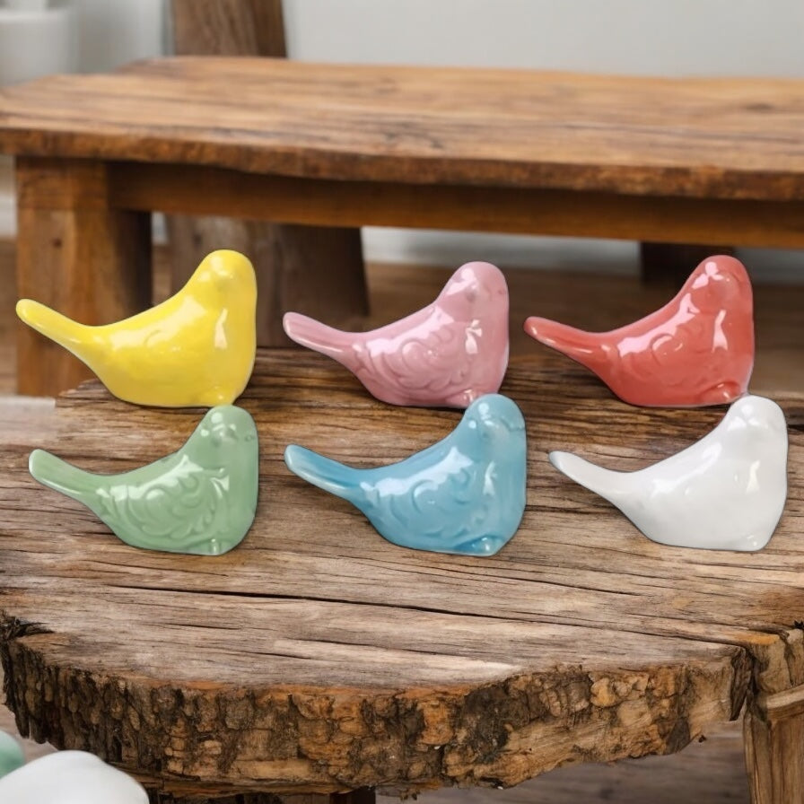 Bird Yellow Pink Blue White Green Ceramic Ornaments