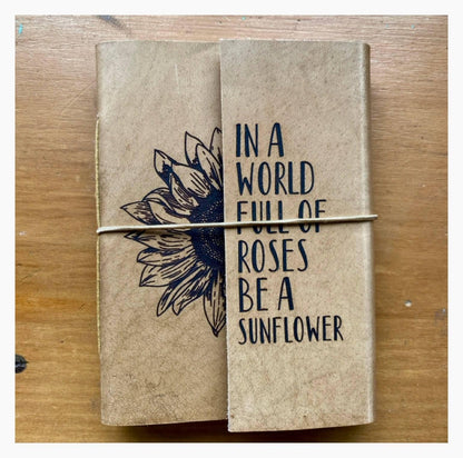 Journal Leather Diary Note Book Sunflower - The Renmy Store Homewares & Gifts 