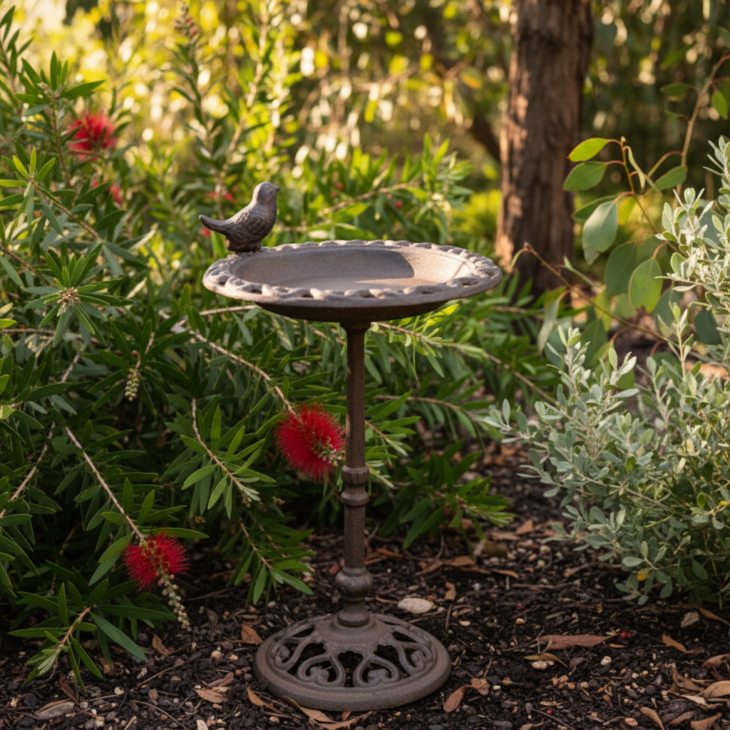 Cast Iron Bird Feeder Bath Stand | Antique Rustic Garden Decor