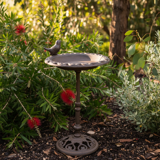 Cast Iron Bird Feeder Bath Stand | Antique Rustic Garden Decor