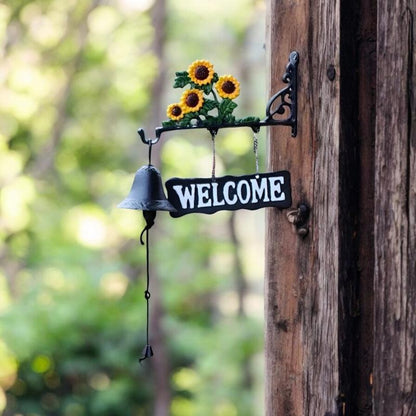 Door Bell Sunflower Welcome Cast Iron