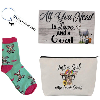 Goat Lover Socks Keyring Bag Love and Goat Sign Gift Set - The Renmy Store Homewares & Gifts 