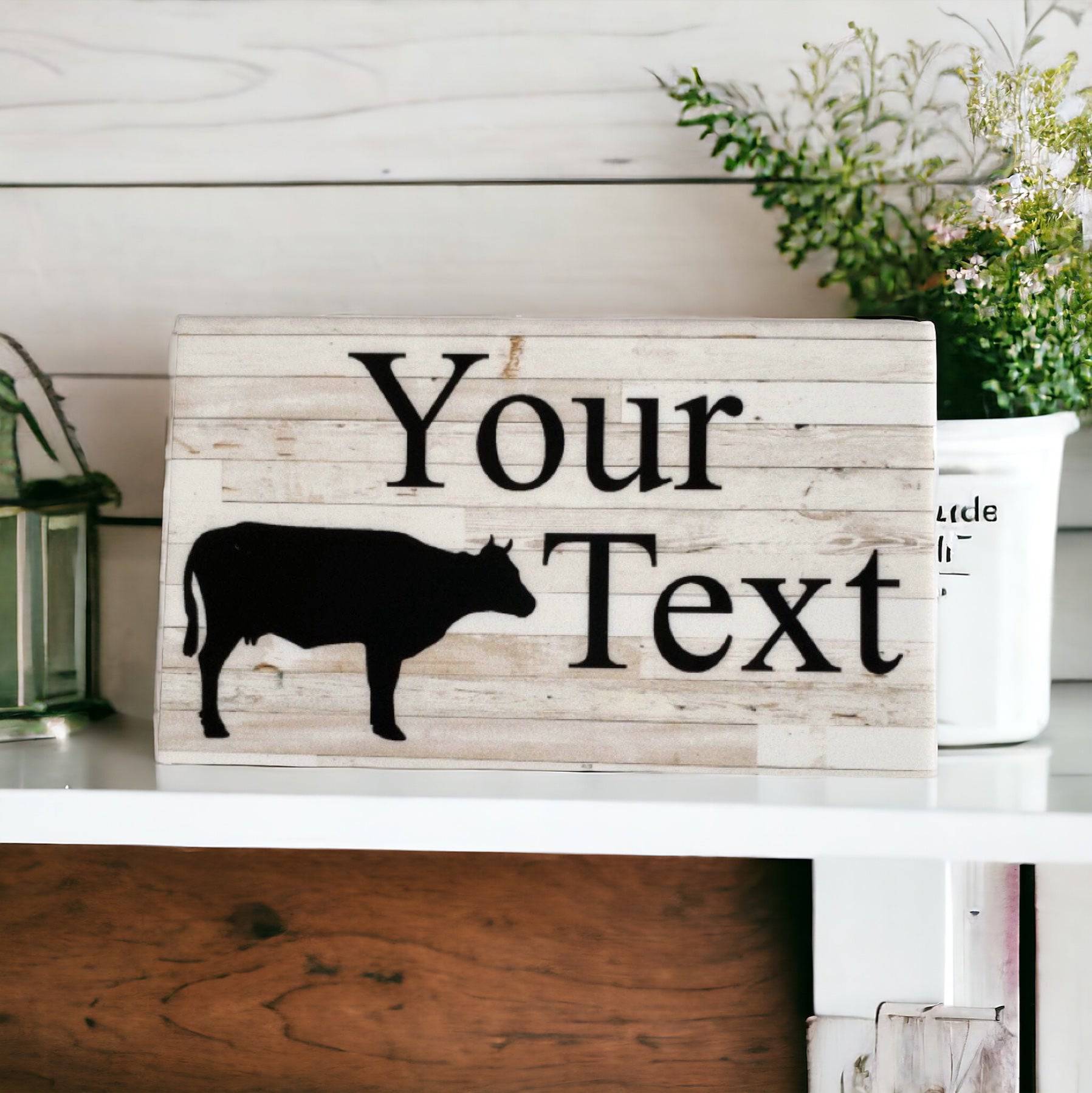 Cow Rustic Country Custom Personalised Sign - The Renmy Store Homewares & Gifts 