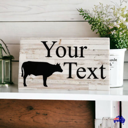 Cow Rustic Country Custom Personalised Sign - The Renmy Store Homewares & Gifts 