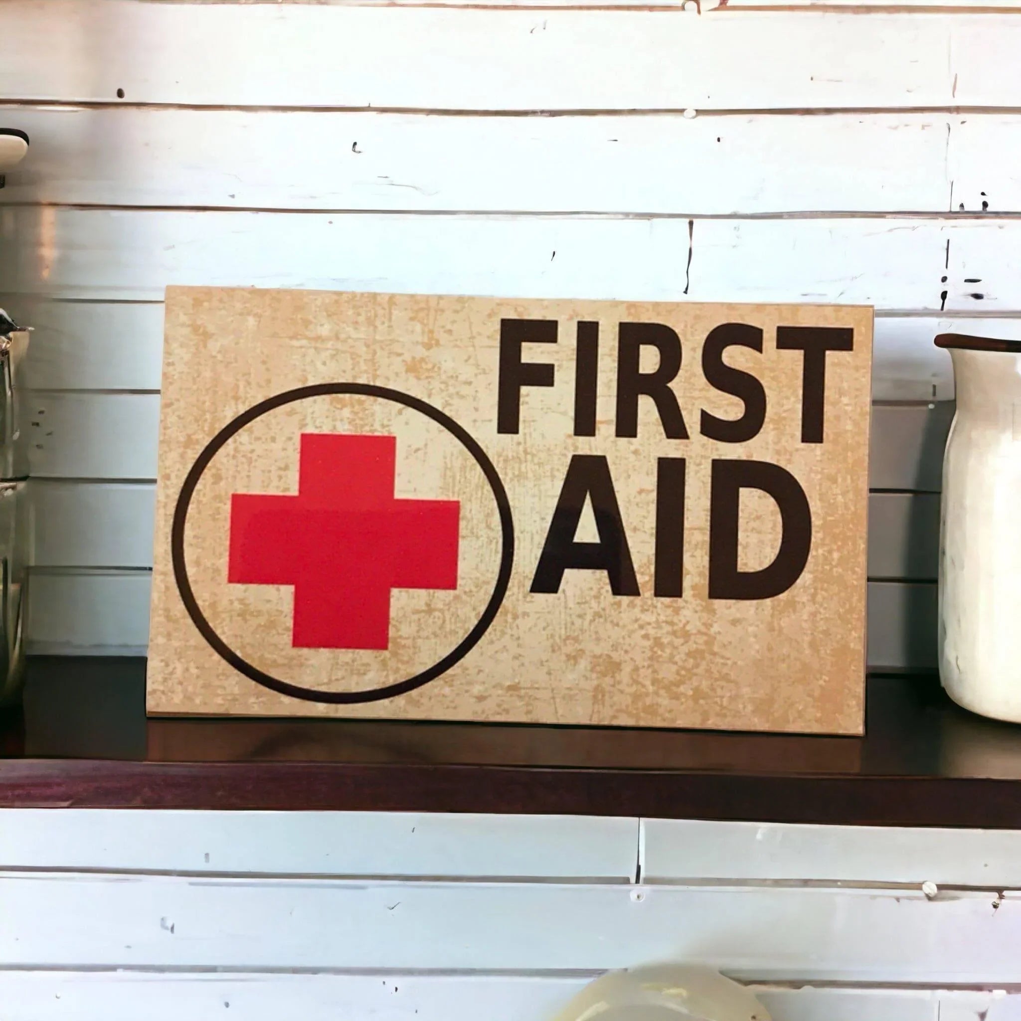 Vintage First Aid Medical Sign – The Renmy Store Homewares & Gifts
