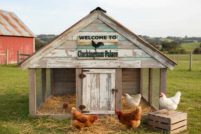 Cluckingham Palace Chicken Coop Sign - Blue Timber - Australian Made