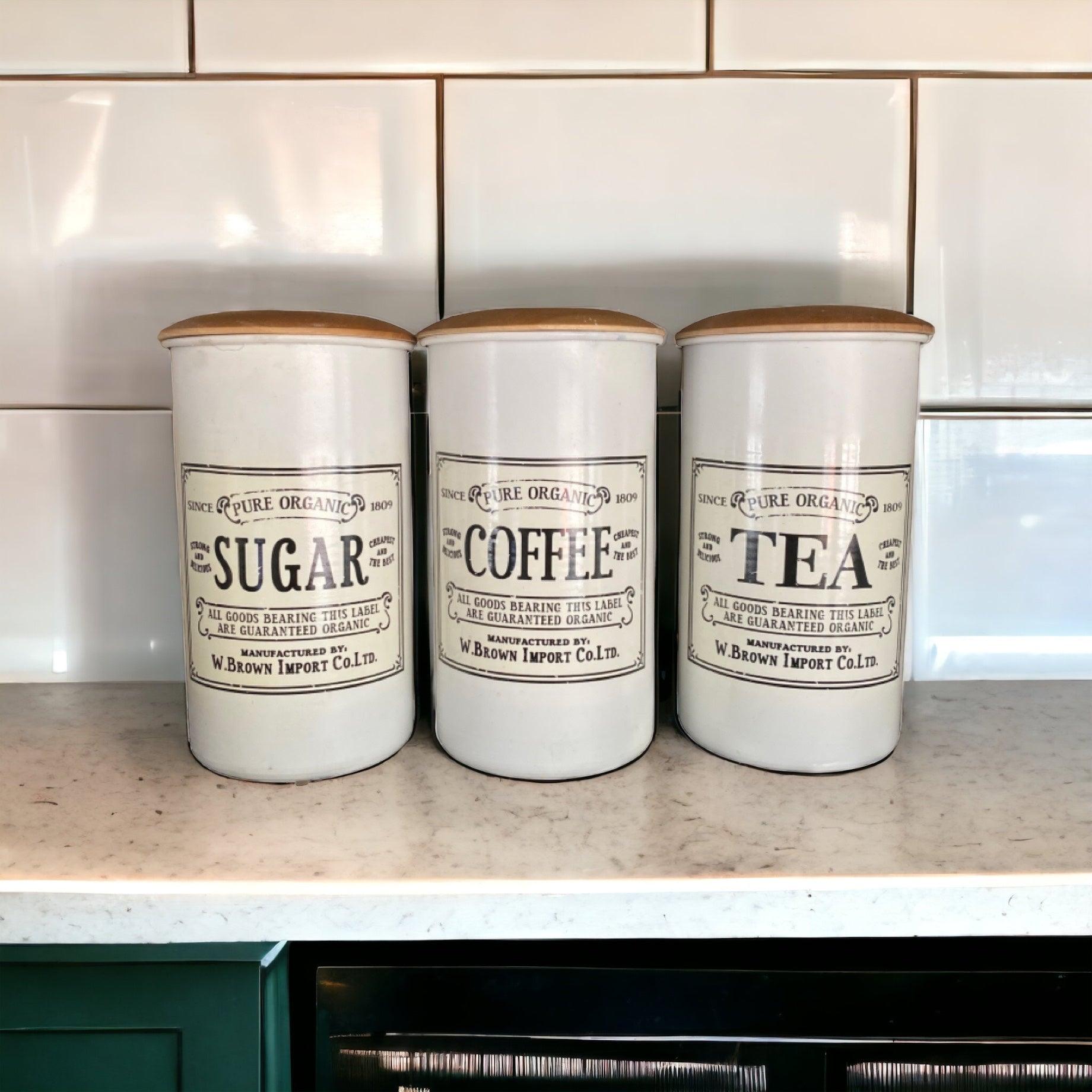 Cannister Jar Set for Coffee Tea & Sugar Vintage - The Renmy Store Homewares & Gifts 