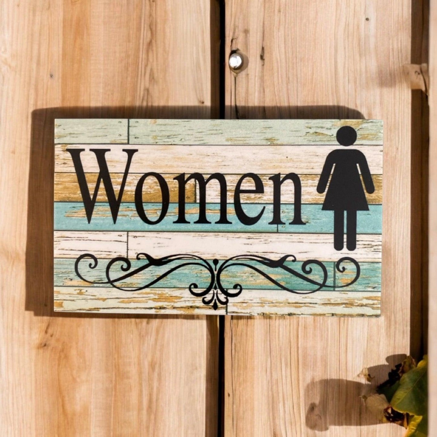 Toilet Door Men Women Rustic Blue Sign - The Renmy Store Homewares & Gifts 