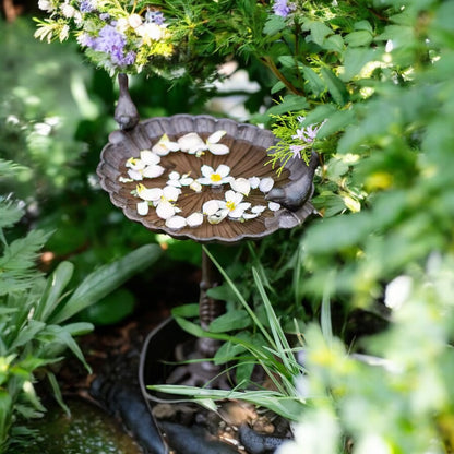 Rustic Bird Bath Feeder Heavy Cast Iron Garden