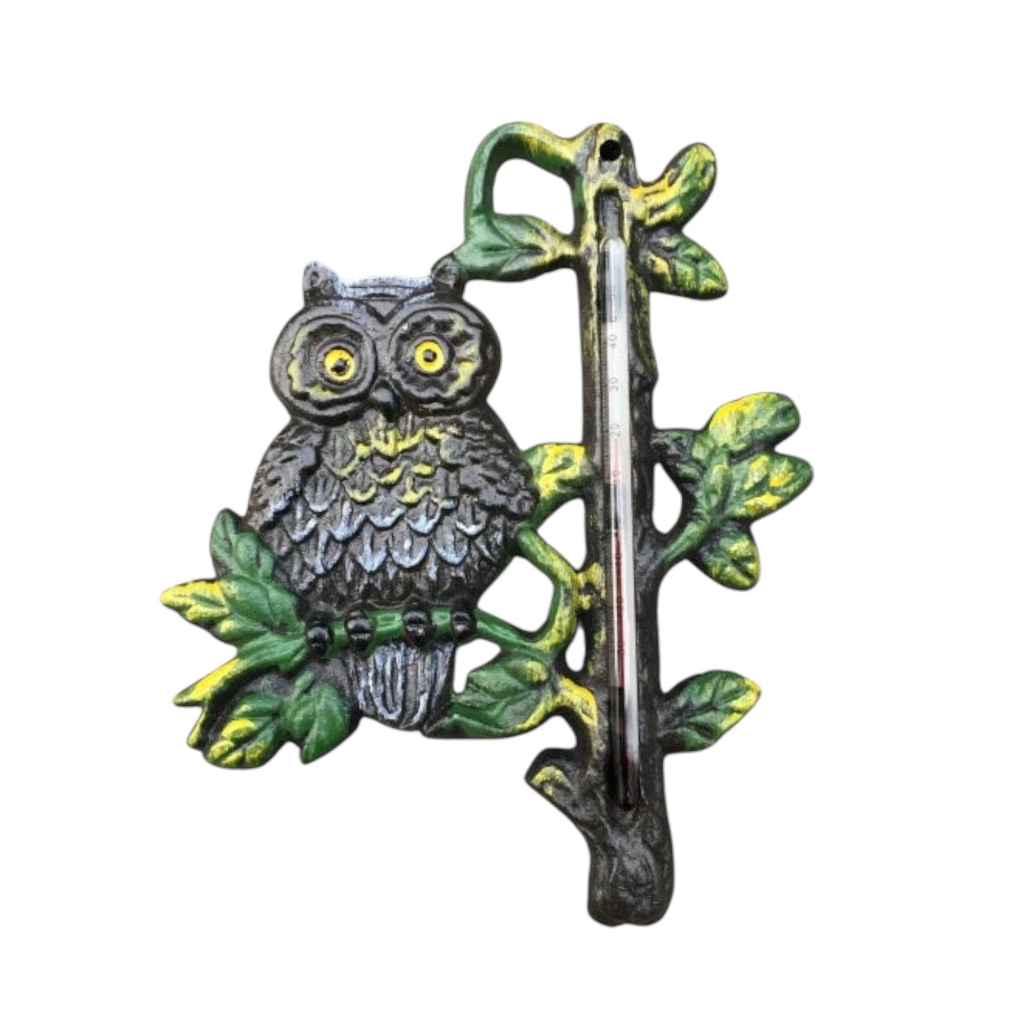 Owl Thermometer Wall Vintage Garden Cast Iron Rustic