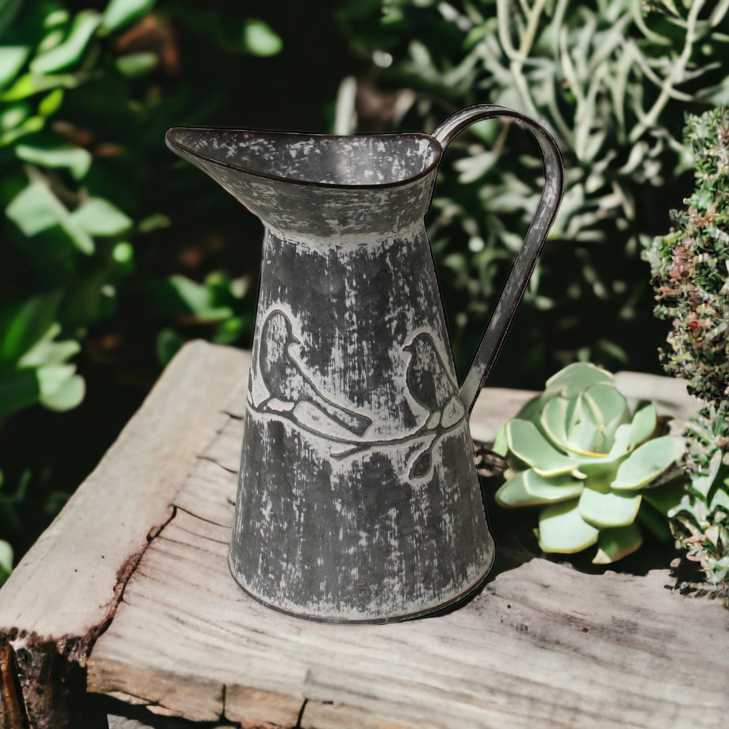 Jug Vase Vintage Bird Garden