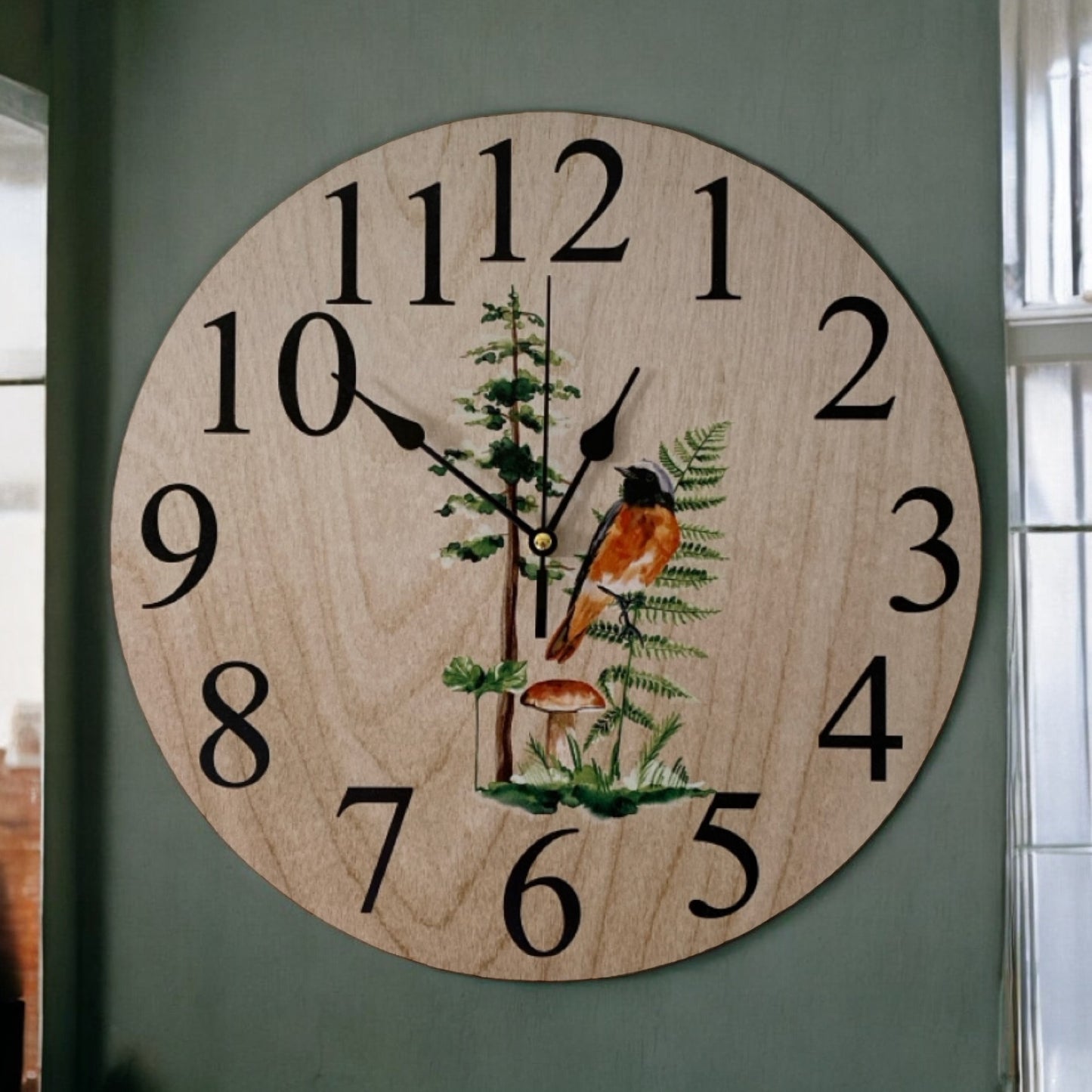 Clock Wall Bird Tree Fern Mushroom Aussie Made - The Renmy Store Homewares & Gifts 