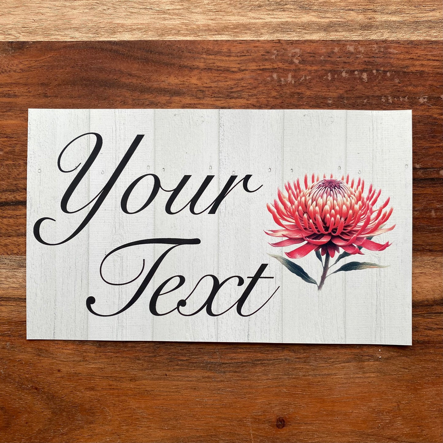 Waratah Flower Personalised Sign | Timber Look | Large Format Outdoor Aussie Made
