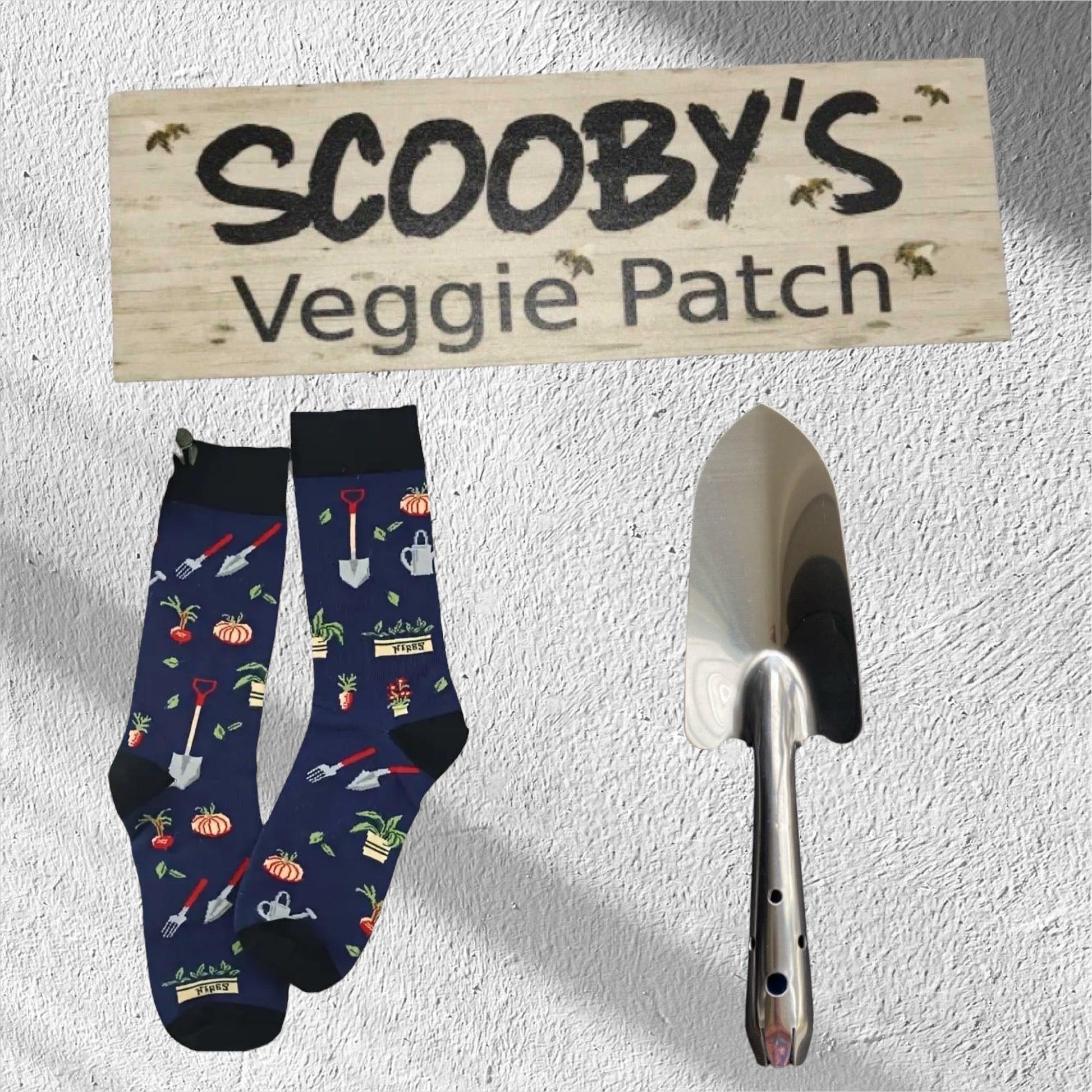 Gardener Socks Trowel Personalised Veggie Patch Sign Gift - The Renmy Store Homewares & Gifts 