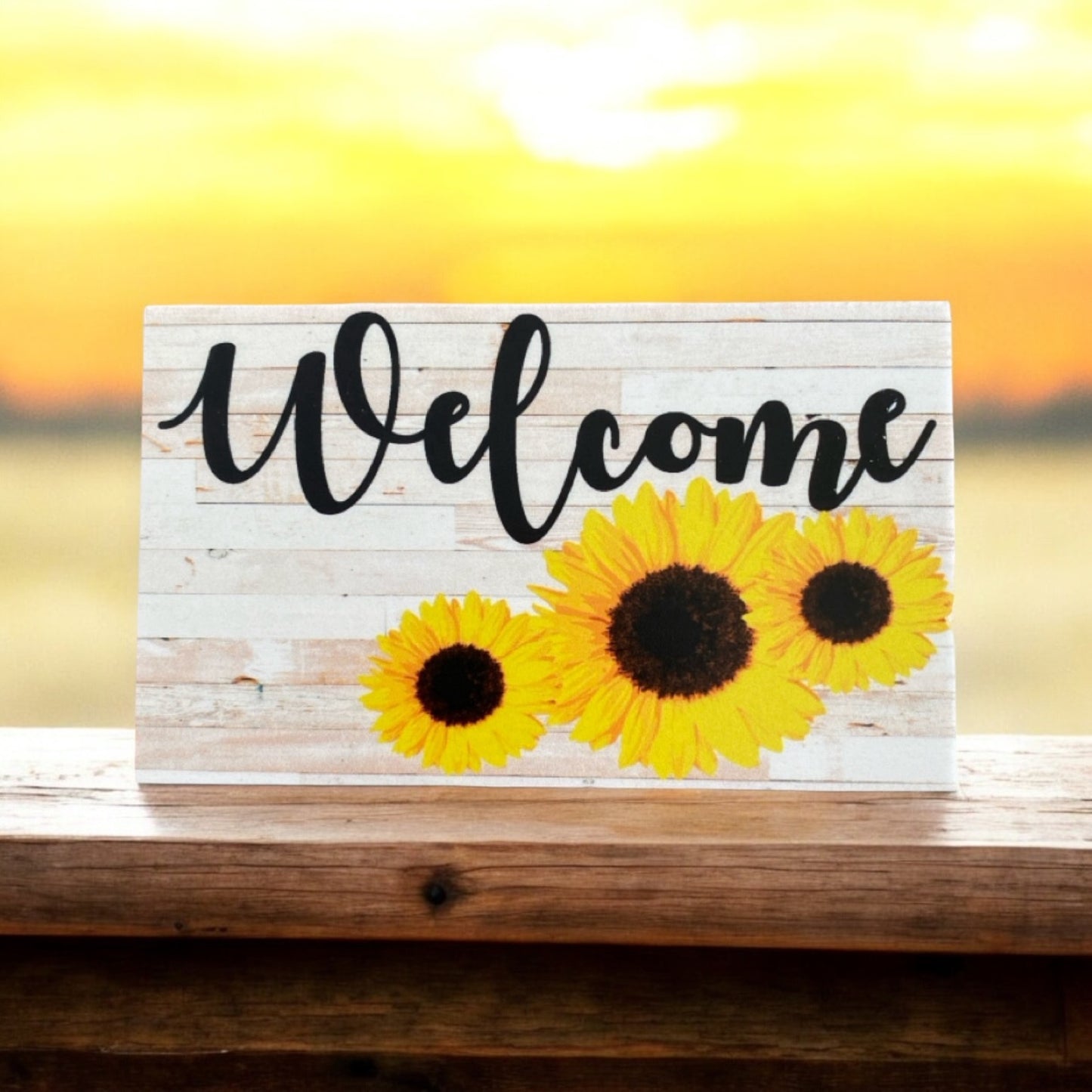 Sunflower Brush Utensils Welcome Sign Gift