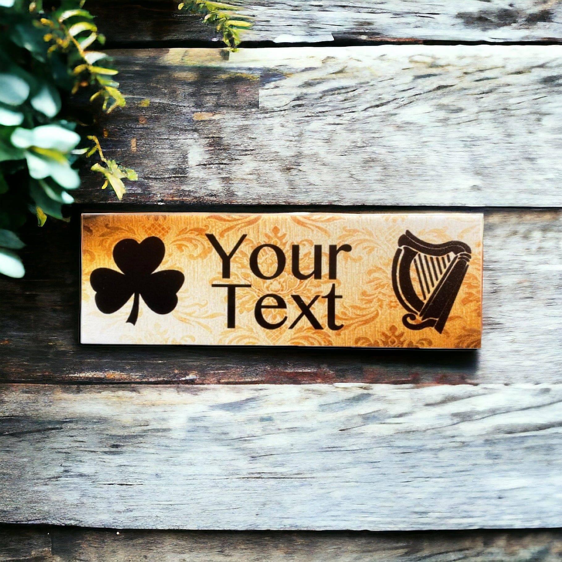 Irish Clover Harp Custom Personalised Sign - The Renmy Store Homewares & Gifts 